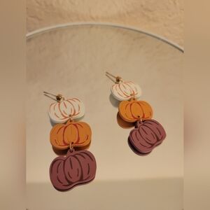 Pumpkin Dangle Earrings in White, Orange, and Purple